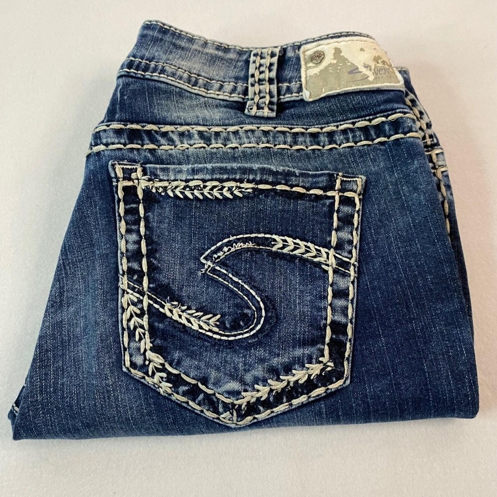 Silver Jeans Co Fluid Denim Suki Capri's Women's Embellished Pockets 30/22.5 EUC